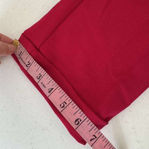 LOFT Devin Slim Pants Women's 8 Petite Red Tie Waist Straight Leg Stretch Cuffed - Picture 13 of 13